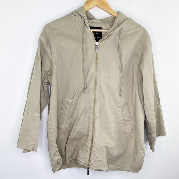AX Armani Exchange Tan Khaki Full Zip Long Sleeve Jacket Women's Size Small S - Picture 1 of 7